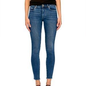 DL1961 Florence Cropped Raw Hem Mid Rise Skinny Jeans in Blue Wash Women’s 25